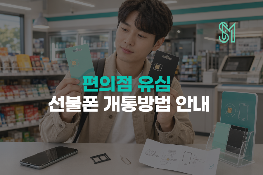 편의점 유심 선불폰 개통을 위해 KT 바로유심과 LG 원칩을 확인하는 안내 이미지